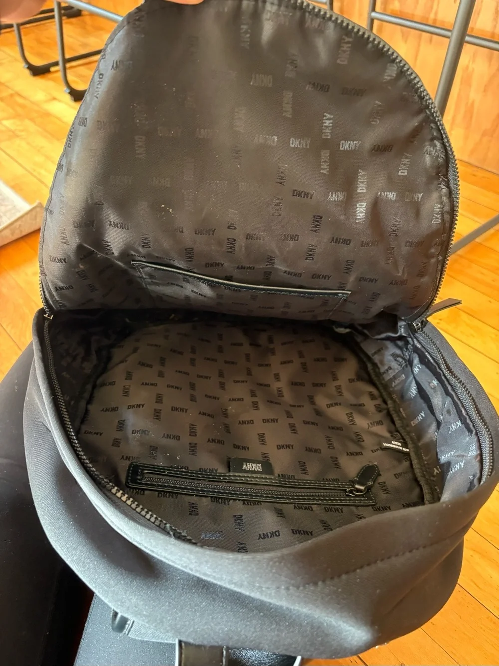 DKNY Black Men's Everyday Backpack with Front Zip Pocket